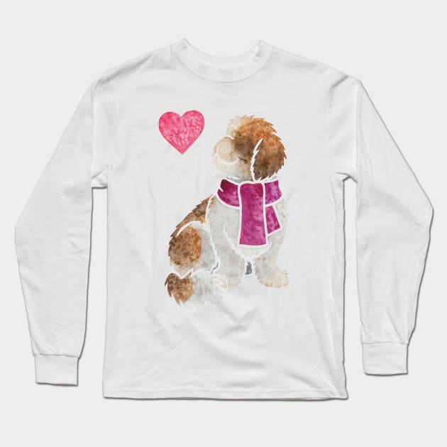 Watercolour Shih Tzu Long Sleeve T-Shirt by animalartbyjess